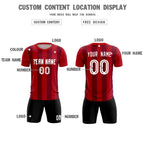 Custom Red Crimson Vertical Stripes Casual Outdoor Soccer Sets Jersey