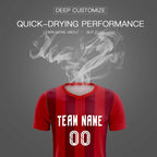 Custom Red Crimson Vertical Stripes Casual Outdoor Soccer Sets Jersey