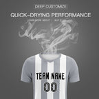 Custom White Gray Vertical Stripes Casual Outdoor Soccer Sets Jersey