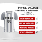 Custom White Gray Vertical Stripes Casual Outdoor Soccer Sets Jersey