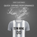Custom White Gray Vertical Stripes Casual Outdoor Soccer Sets Jersey
