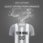 Custom White Gray Vertical Stripes Casual Outdoor Soccer Sets Jersey