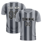 Custom Gray Dark Gray Vertical Stripes Casual Outdoor Soccer Sets Jersey