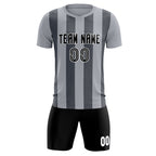Custom Gray Dark Gray Vertical Stripes Casual Outdoor Soccer Sets Jersey