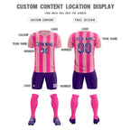 Custom Light Pink Pink Vertical Stripes Casual Outdoor Soccer Sets Jersey