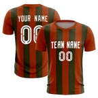 Custom Texas Orange Olive Vertical Stripes Casual Outdoor Soccer Sets Jersey