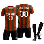 Custom Texas Orange Olive Vertical Stripes Casual Outdoor Soccer Sets Jersey