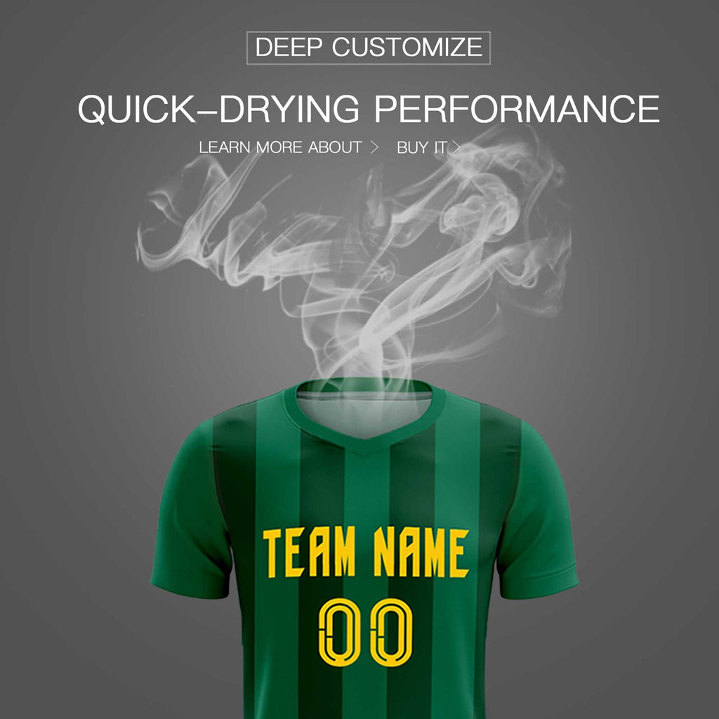 Custom Kelly Green Green Vertical Stripes Casual Outdoor Soccer Sets Jersey
