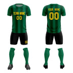 Custom Kelly Green Green Vertical Stripes Casual Outdoor Soccer Sets Jersey