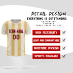 Custom Cream Khaki Vertical Stripes Casual Outdoor Soccer Sets Jersey