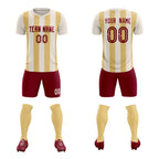 Custom Cream Khaki Vertical Stripes Casual Outdoor Soccer Sets Jersey