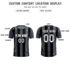 Custom Dark Gray Black Vertical Stripes Casual Outdoor Soccer Sets Jersey