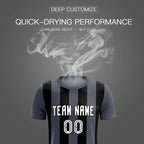 Custom Dark Gray Black Vertical Stripes Casual Outdoor Soccer Sets Jersey