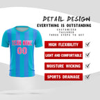 Custom Sky Blue Powder Blue Vertical Stripes Casual Outdoor Soccer Sets Jersey