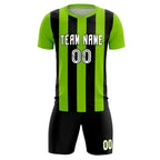 Custom Neon Green Black Vertical Stripes Casual Outdoor Soccer Sets Jersey