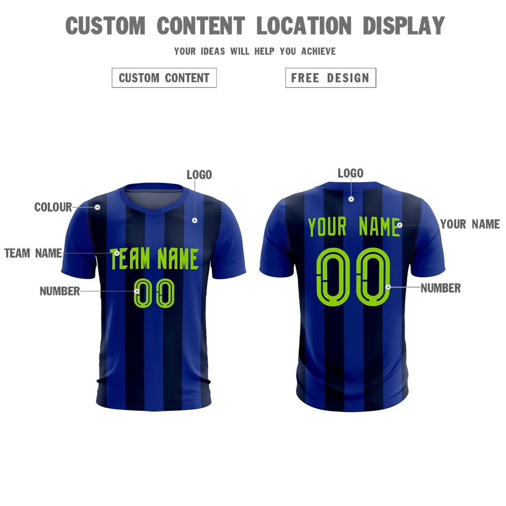 Custom Royal Navy Vertical Stripes Casual Outdoor Soccer Sets Jersey