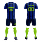 Custom Royal Navy Vertical Stripes Casual Outdoor Soccer Sets Jersey