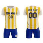 Custom Cream Gold Vertical Stripes Casual Outdoor Soccer Sets Jersey