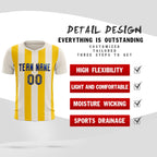 Custom Cream Gold Vertical Stripes Casual Outdoor Soccer Sets Jersey