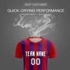 Custom Red Purple Vertical Stripes Casual Outdoor Soccer Sets Jersey