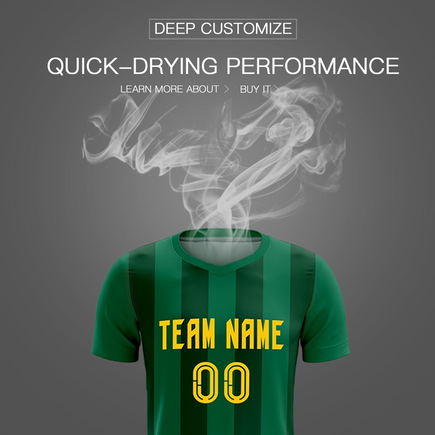 Custom Kelly Green Green Vertical Stripes Casual Outdoor Soccer Sets Jersey