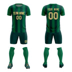 Custom Kelly Green Midnight Green Vertical Stripes Casual Outdoor Soccer Sets Jersey
