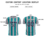 Custom Gray Aqua Vertical Stripes Casual Outdoor Soccer Sets Jersey