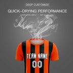 Custom Orange Black Vertical Stripes Casual Outdoor Soccer Sets Jersey