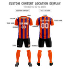 Custom Orange Purple Vertical Stripes Casual Outdoor Soccer Sets Jersey