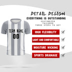 Custom White Gray Vertical Stripes Casual Outdoor Soccer Sets Jersey