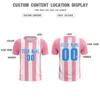 Custom White Light Pink Vertical Stripes Casual Outdoor Soccer Sets Jersey