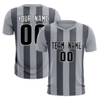 Custom Gray Dark Gray Vertical Stripes Casual Outdoor Soccer Sets Jersey