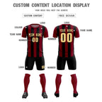 Custom Crimson Black Vertical Stripes Casual Outdoor Soccer Sets Jersey