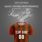 Custom Texas Orange Olive Vertical Stripes Casual Outdoor Soccer Sets Jersey
