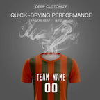 Custom Texas Orange Olive Vertical Stripes Casual Outdoor Soccer Sets Jersey
