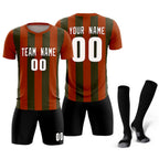 Custom Texas Orange Olive Vertical Stripes Casual Outdoor Soccer Sets Jersey