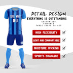Custom Powder Blue Royal Vertical Stripes Casual Outdoor Soccer Sets Jersey
