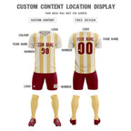 Custom Cream Khaki Vertical Stripes Casual Outdoor Soccer Sets Jersey
