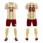Custom Cream Khaki Vertical Stripes Casual Outdoor Soccer Sets Jersey