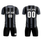 Custom Dark Gray Black Vertical Stripes Casual Outdoor Soccer Sets Jersey
