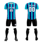 Custom Sky Blue Royal Vertical Stripes Casual Outdoor Soccer Sets Jersey