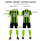 Custom Neon Green Black Vertical Stripes Casual Outdoor Soccer Sets Jersey