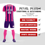 Custom Pink Purple Vertical Stripes Casual Outdoor Soccer Sets Jersey