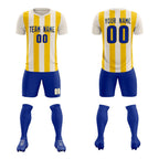 Custom Cream Gold Vertical Stripes Casual Outdoor Soccer Sets Jersey