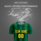 Custom Kelly Green Green Vertical Stripes Casual Outdoor Soccer Sets Jersey