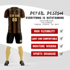 Custom Light Brown Brown Vertical Stripes Casual Outdoor Soccer Sets Jersey