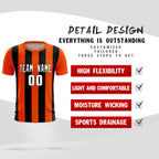 Custom Orange Black Vertical Stripes Casual Outdoor Soccer Sets Jersey