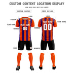 Custom Orange Purple Vertical Stripes Casual Outdoor Soccer Sets Jersey