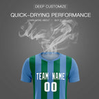 Custom Light Blue Kelly Green Vertical Stripes Casual Outdoor Soccer Sets Jersey