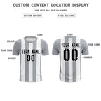 Custom White Gray Vertical Stripes Casual Outdoor Soccer Sets Jersey